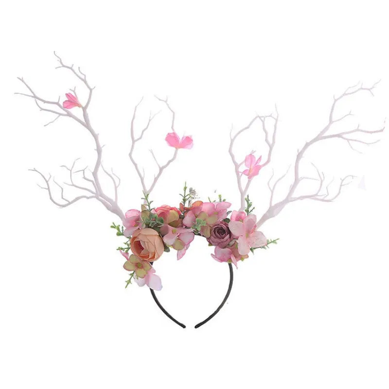Midsummer Night Deer Antlers Tree Branch Headband