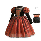 Tabitha's Halloween Witch Girls Orange Costume and Accessories