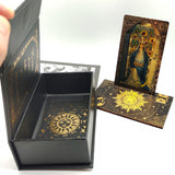 Gold Foil Divination Tarot Cards Set With Wooden Card Stand Box Gift Set