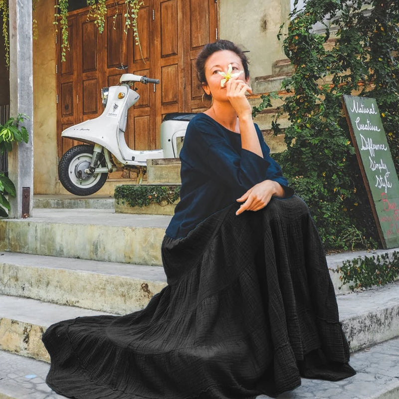 Flower's Cotton Maxi Skirt
