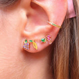 Colourful Zircon Gold Stud Earrings Mix'n'Match