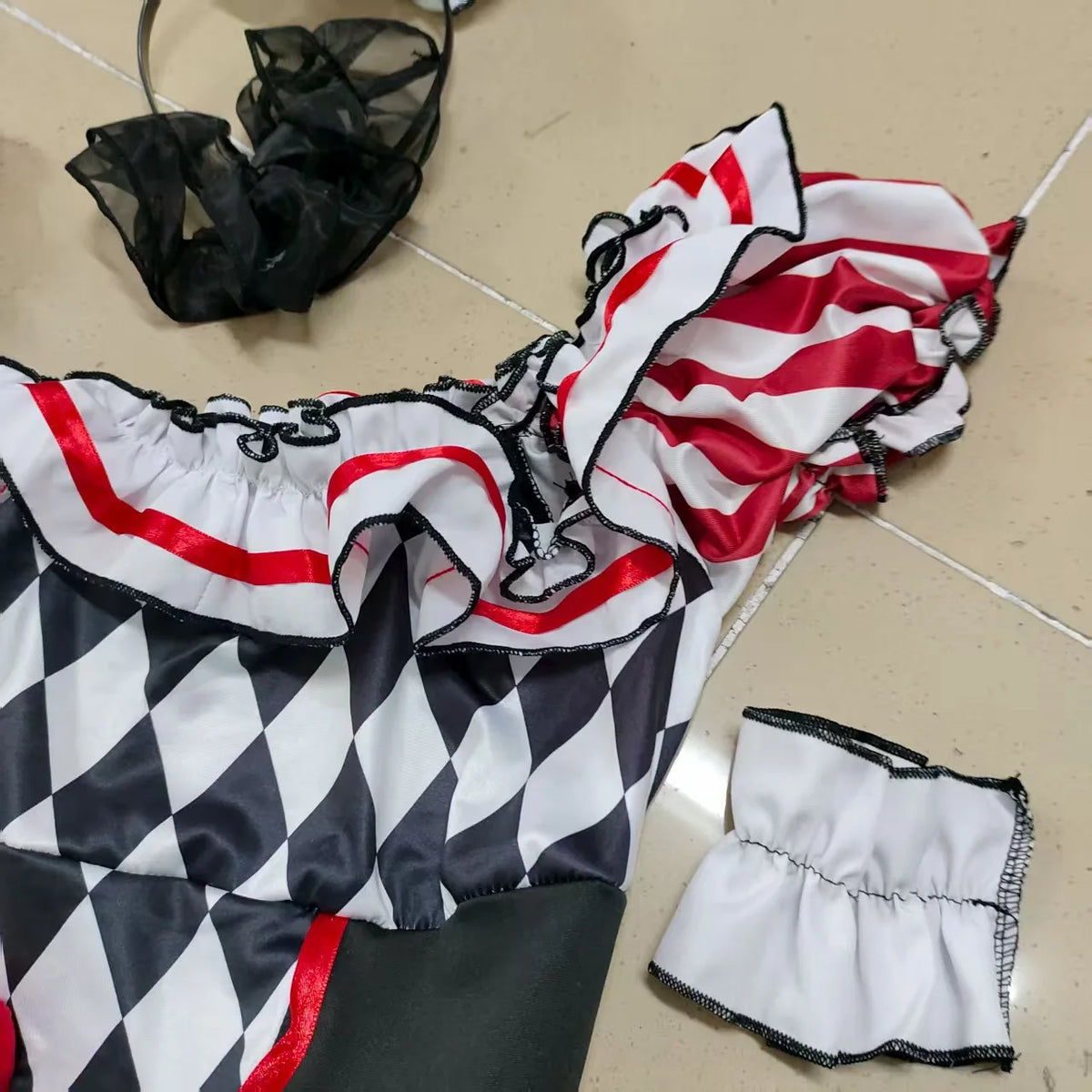 Clown Cosplay Costume Circus Performance Jumpsuit Halloween Party Carnival Jester Theater Stage Performance