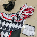 Clown Cosplay Costume Circus Performance Jumpsuit Halloween Party Carnival Jester Theater Stage Performance