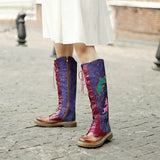 Wanda's Purple Genuine Leather Motorcycle Boots