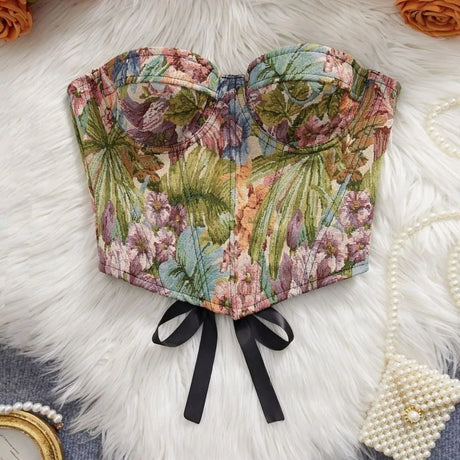 Meadow Weaver's Boned Floral Underwired Corset