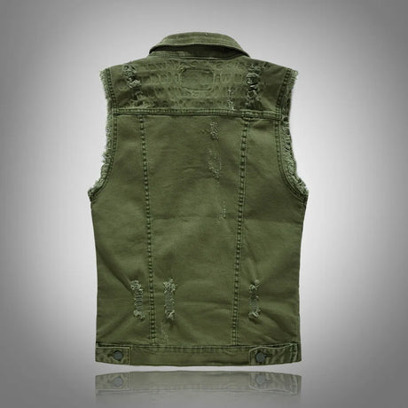Woodsman Ripped Denim Vests Jackets
