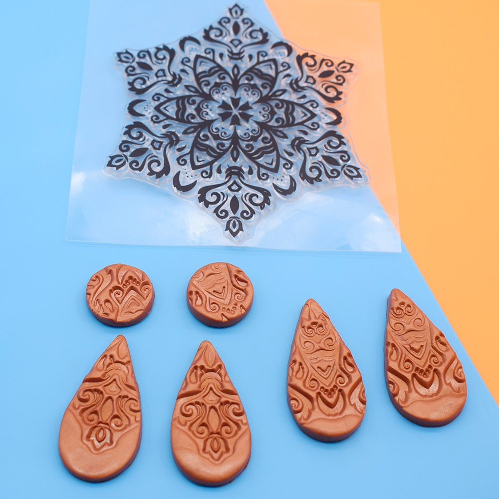 9cm Mandala Pottery Polymer Clay Texture Sheets Embossing Stamp
