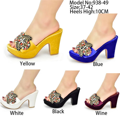 Gabby's Shoes Wedding Party Pumps with Rhinestone Platform Heels