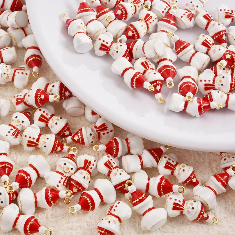 5pcs Christmas Charm Enamel Apple Socks Bell DIY Pendant Charms For Jewelry Making Keychain Earrings Bulk Handmade Material Gift