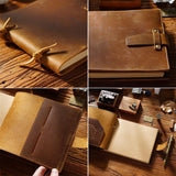 Stitched Genuine Leather Notebook 6 Colours Handmade Journal with Lock Blank Kraft Paper 200 Pages Sketchbook