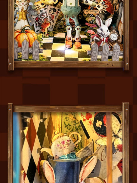 Puppet Theatre DIY Wooden Book Nook Miniatures Kits Bookshelf Decor Crafts