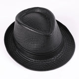 Genuine Leather Cowhide Short Brim Black/Brown Hat