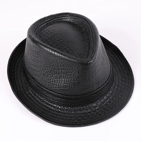 Genuine Leather Cowhide Short Brim Black/Brown Hat