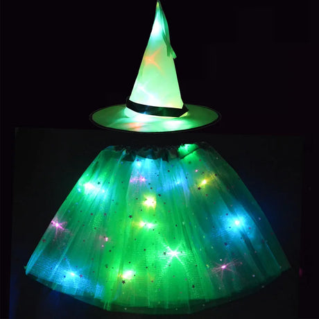 LED Witch Stars Tutu Skirt Glow Party Costumes Halloween
