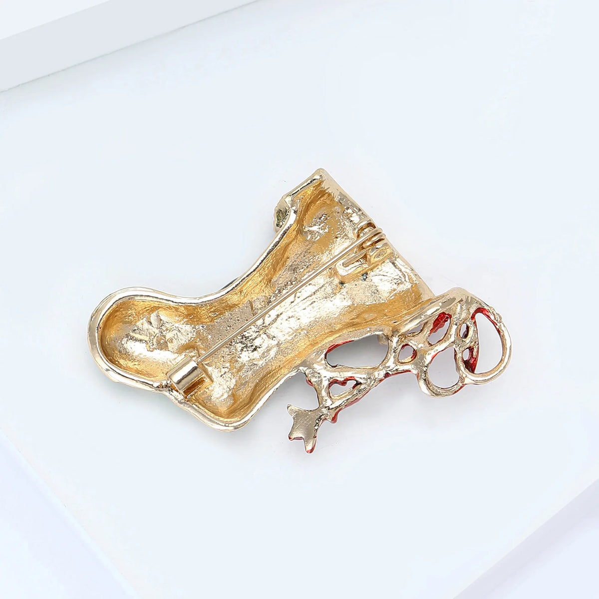 Green Christmas Stocking  Enamel Brooch