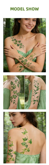 Forest Green Leaf Vine Temporary Tattoo Sticker Waterproof