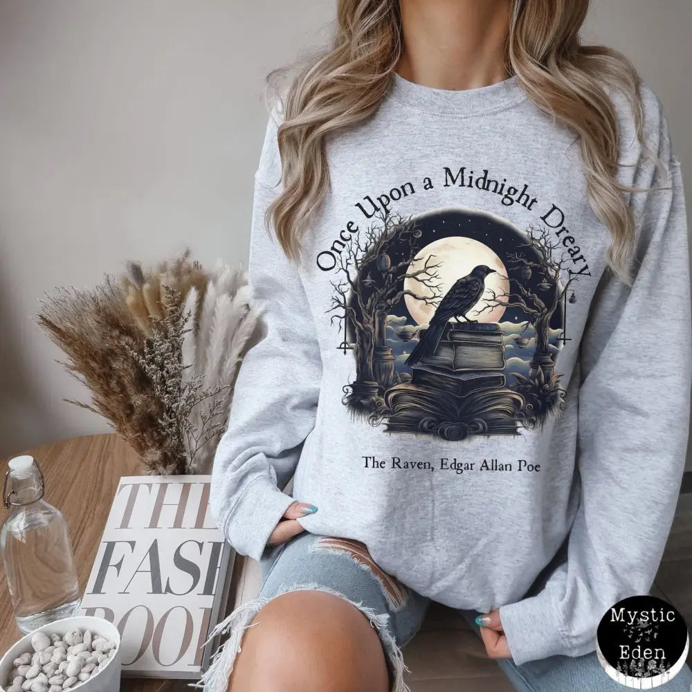 Edgar Allan Poe Sweatshirt Once Upon A Midnight Dreary Literary Poet Sweater Jumper