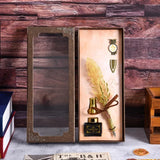 Golden Feather Quill Pens Set Dip Fountain Pens Ink Stationery Writing Gift Box Sets