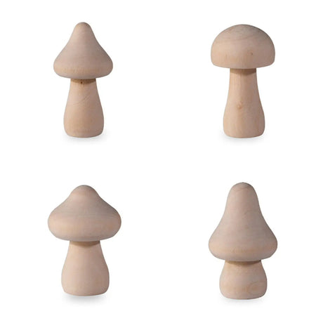 Ten Unfinished Wooden Mushrooms DIY Craft Paint