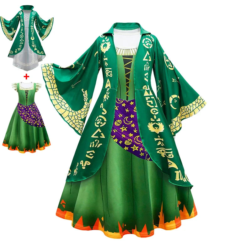 Hocus Pocus 2 Halloween Costume Child Sanderson Sisters Party Dresses Winifred Witch Costumes Children