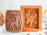 Easter Christmas Wooden Cookie Mould Gingerbread Embossing Stamp Baking Tools