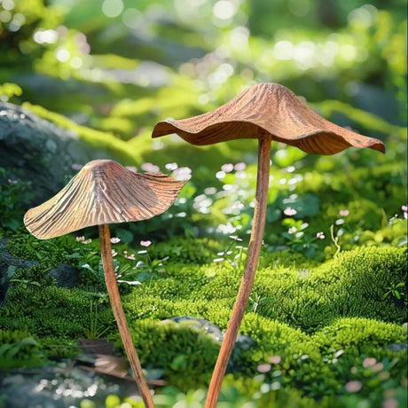 Garden Metal Rusty Mushroom Stakes