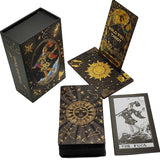 Gold Foil Divination Tarot Cards Set With Wooden Card Stand Box Gift Set