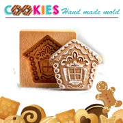 Easter Christmas Wooden Cookie Mould Gingerbread Embossing Stamp Baking Tools