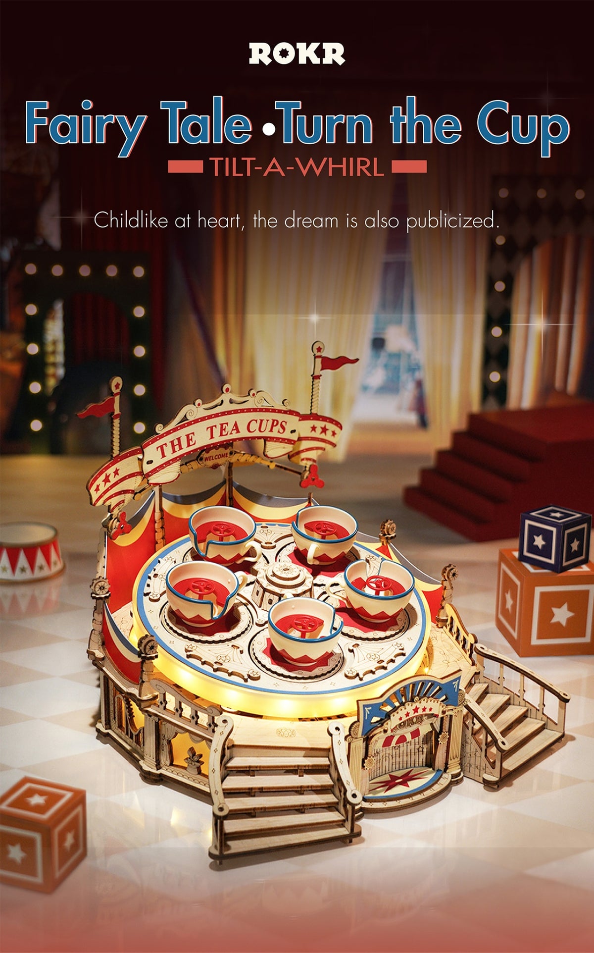 Tilt-A-Whirl Kit DIY Wooden Model Kit