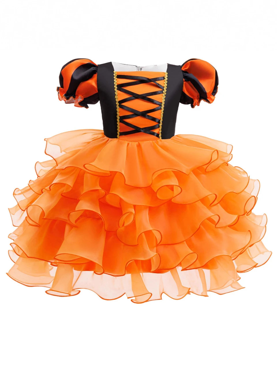 Orange Witch Halloween Cosplay Tiered Cake Dress