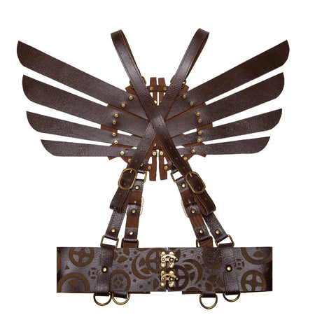 Steampunk Winged Shoulder Armour Leather Bracers Cosplay Costumes