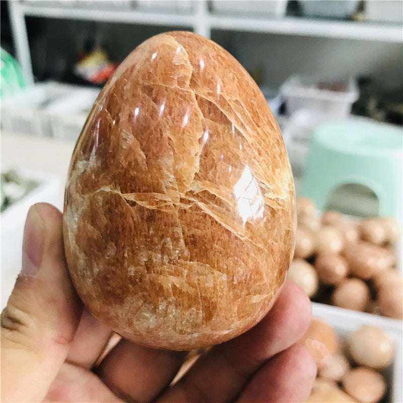 Natural Moonstone Quartz Crystal Egg