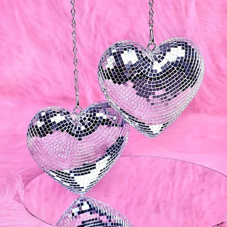 Heart-Shaped Disco Mirror Ball Decorations