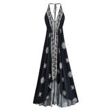 Nahlia's Wild Floral Backless Beach Boho Maxi Dress