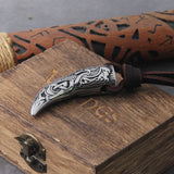 Viking Wolf Fang Stainless Steel Pendant Necklace For Men with Wooden Gift Box