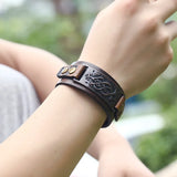 Genuine Leather Buckled Wristband Bracelet For Men Handmade Adjustable Wrist Cuff