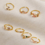 Sweet and Dainty Colourful Zircon Rings Gift Idea