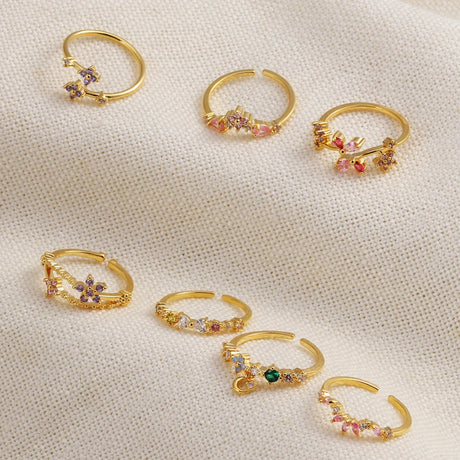 Sweet and Dainty Colourful Zircon Rings Gift Idea