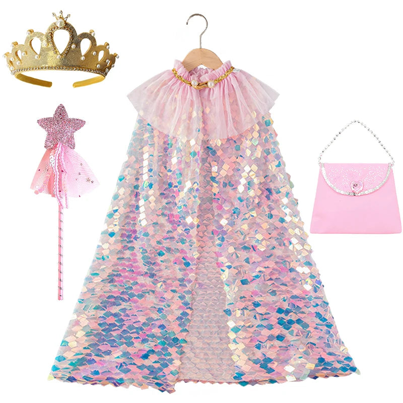 Shiny Rainbow Sequin Cloak Halloween Children's Dress Up Cape