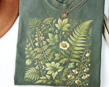 Botanical Fern Wildflower T-Shirt Cottagecore Nature Tee