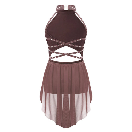 Girls Dance Performance Rhinestone Fringed Dress Figure Ice Skating Dancewear