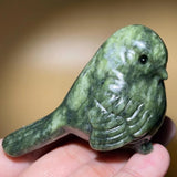 Natural Xiuyan Jade Stone Bird Figurine Hand Carved Crystal Animal Sculpture Home Desktop Decor Gift Idea