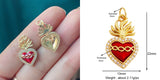 Red and Gold Sacred Heart Charms 18K Gold Plated for Jewellery Making