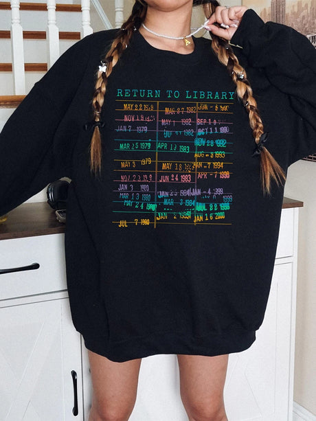 Return to Library Sweater Vintage Library Card Book Due Date Unisex Librarian Bookish Sweatshirt