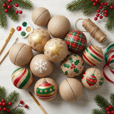 DIY Paintable Papier-mâché Balls Xmas Tree Hanging Ornaments Blank Fillable Paper Sphere