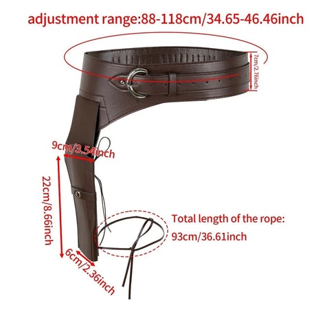 Western Cowboy Wide Belt With Pistal Holster Ranger Utility Waist Belt Pirate Medieval Cosplay Costume