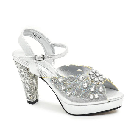 Peacock Party Shoes Wedding Peep Toe Pumps with Rhinestone
