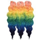 Ombre Rainbow 24 Inch Synthetic Hair Wave Braiding Hair Extensions