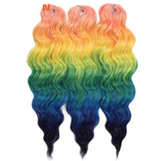 Ombre Rainbow 24 Inch Synthetic Hair Wave Braiding Hair Extensions