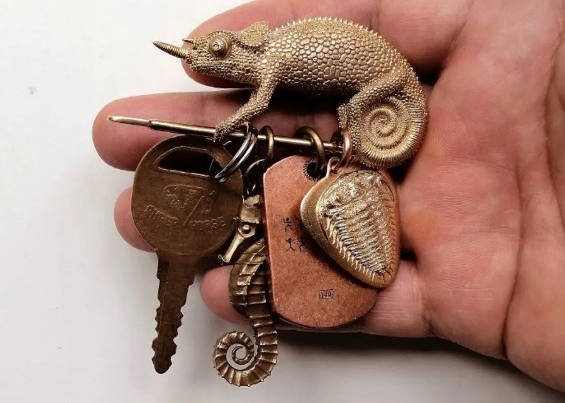 Brass Jackson's Chameleon Keychain